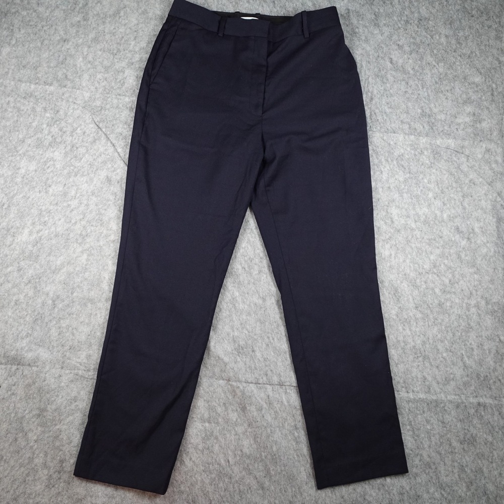 Reiss Pant Womens 8 Navy Blue Haisley Wool Blend‎ Tapered High Rise Slim Office